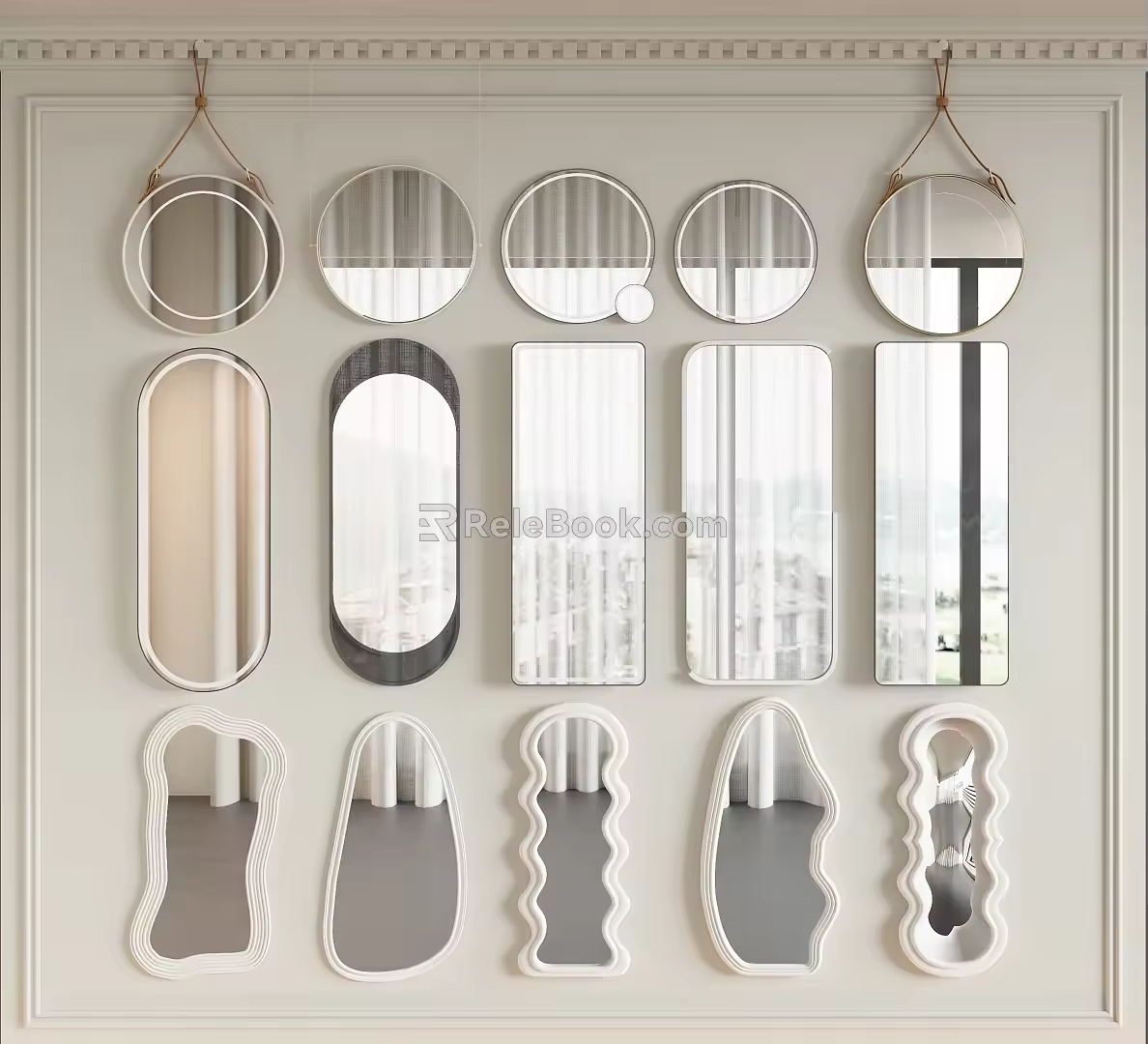 Mirror Round Mirror Vanity Mirror Bathroom Mirror Floor Mirror Hanging Mirror 3d model