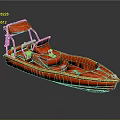 Red Inflatable Boat With Canopy Seats And Modern Recreational Design Structure