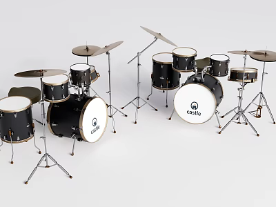 Musical Instrument Drum Set With Multiple Drums Cymbals And Stands 3d model