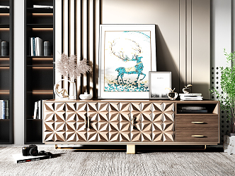 Light Luxury Side Cabinet Decorative Cabinet Combination 3d model