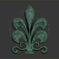Green Leaf Shaped Decorative Ornament With Curled Design And Metallic Finish