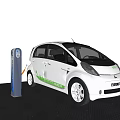 White Electric Car Parked at Charging Station for Eco Friendly Driving