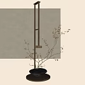 Elegant Bonsai Plant with Delicate Branches and Tiny Blooms in Black Stone Shaped Pot