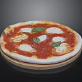 Fresh Margherita Pizza With Tomato Sauce Mozzarella And Basil On Wooden Plate