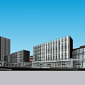Modern Office Building Complex With Green Roofs Plaza And Pedestrian Walkways