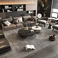 Modern Sofa and Coffee Table Set with Pillows Chairs and Area Rug