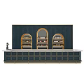 Stylish Dark Bar Interior Design With Gold Accents Arched Wine Racks And Bottles
