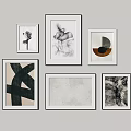 Modern abstract painting abstract lines decorative painting combination 3d model