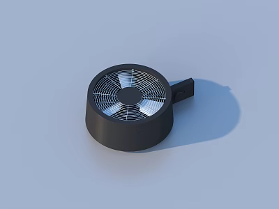 Modern Air Conditioner Fan With Black Circular Housing And Efficient Blades 3d model