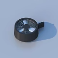 Modern Air Conditioner Fan With Black Circular Housing And Efficient Blades