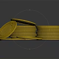 Shiny Stacked Gold Coins Pile With Reflective Surface On Dark Background