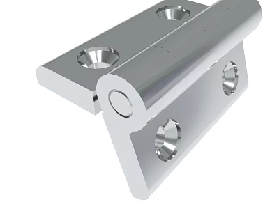 Stainless Steel Hinge With Polished Silver Surface And Mounting Holes For Furniture Hardware 3d model