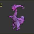 Purple Fantasy Dragon Character With Green Patterns And Mythical Creature Design 3d model