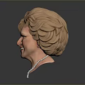 Woman With Curly Blonde Hair Wearing Pearl Necklace Detailed Head Sculpture