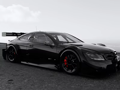 Black Racing Car With Rear Wing Red Wheels And Sleek Body Design On Open Road 3d model