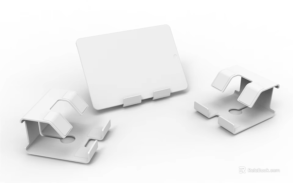 White Phone Stand Simple Design Three Pieces Digital Mobile Accessories 3d model 