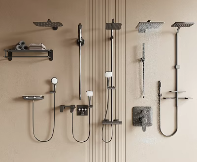 Modern Shower Heads Collection Featuring Wall Mounted Handheld And Ceiling Models 3d model