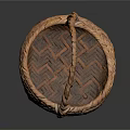 Handmade Woven Basket With Handle For Daily Use Brown Orange Texture