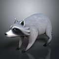 Realistic 3D Raccoon Model With Gray Fur And Detailed Features Rendering