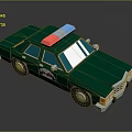 Green Police Car With Red And Blue Lights 3D Cartoon Style Design And Side Badge