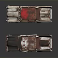 Vintage Rusty Police Cars With Old Sirens And Worn Exteriors On Gray Background