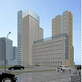 Modern Office Building Public Hotel Office Building Night View 3d model