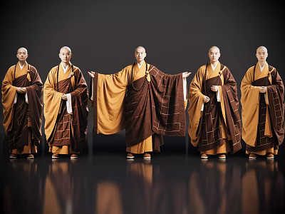 2D Coat Characters Shaolin Abbot Shaolin Temple Eminent Monk Holy Monk Temple Monk Coat Man 3d model