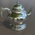 Elegant Silver Teapot Tableware Set With Shiny Metallic Finish And Classic Design 3d model