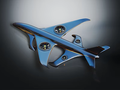 Blue Modern Airplane Model with Unique Design Sleek Shape and Shiny Finish 3d model