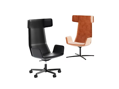 Modern Office Chair Black and Orange High Backrest With Swivel Wheels Contemporary Workspace Design 3d model