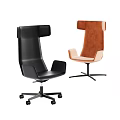 Modern Office Chair Black and Orange High Backrest With Swivel Wheels Contemporary Workspace Design