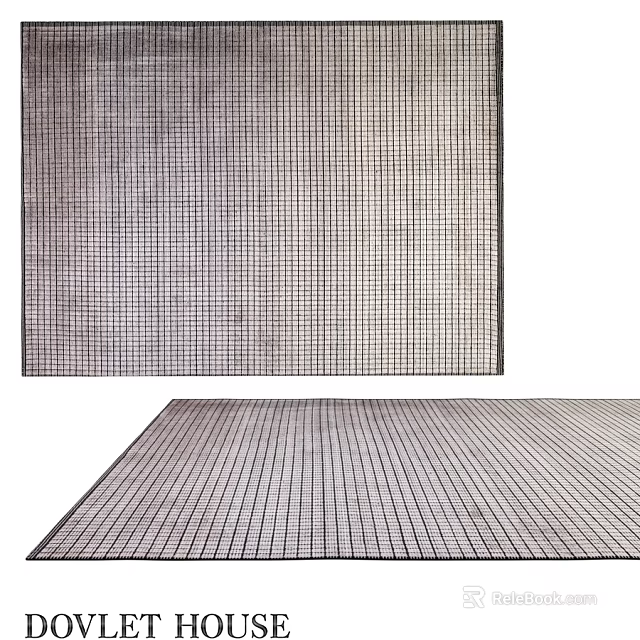Neutral Square Rug With Grid Pattern And Textured Lines For Living Space 3d model 