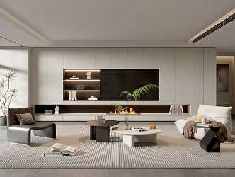Home Living Room TV Background Wall Simple Living Room Coffee Table Combination Sofa TV Cabinet Minimalist Living Room 3d model