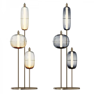 Modern Design Floor Lamps With Glass Shades And Metal Stands In Various Shapes And Colors 3d model
