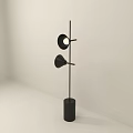 Modern Black Floor Lamp With Circular Light And Conical Element On Cylindrical Base 3d model