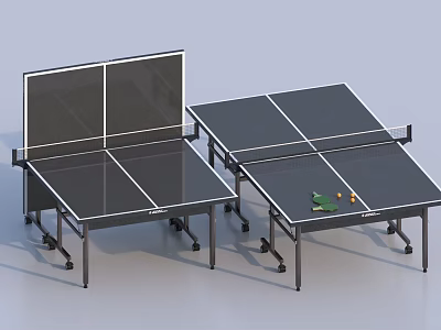 Foldable Ping Pong Tables Sports Equipment With Black Tabletop And Net 3d model