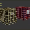 Black And Blue IBC Tanks With Metal Frames Labels And Pallet Bases
