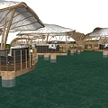 Waterfront Boutique Guesthouse With Wooden Umbrella Roofs On Floating Platforms