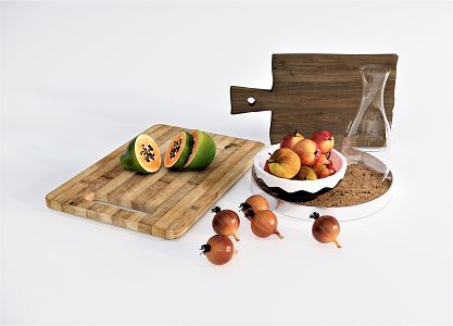 Modern fruit vegetable papaya peach nectarine chopping board kettle 3d model