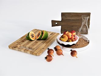 Modern fruit vegetable papaya peach nectarine chopping board kettle 3d model