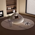 Cream Style Single Person Sofa Casual Sofa Side Corner Carpet 3d model