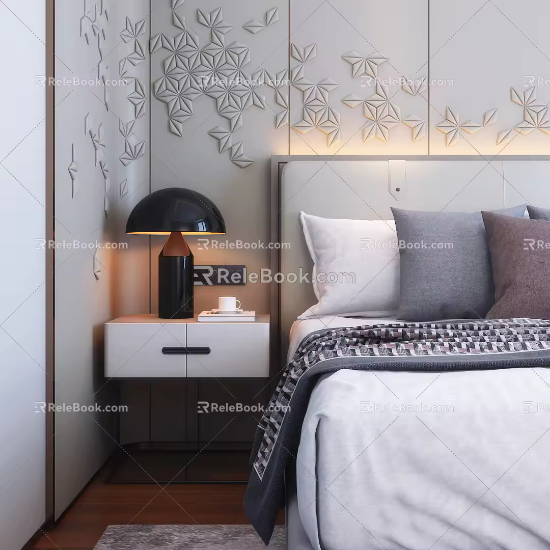 Modern Bedside Table Double Bedside Table Combination 3d model