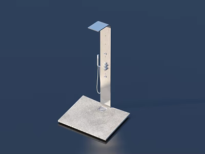 Modern Stainless Steel Bathroom Accessories Shower Fixture With Square Design Control Knobs And Handheld Showerhead 3d model