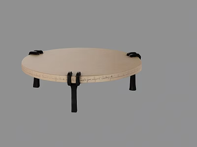 Minimalist Round Natural Wood Coffee Table With Sturdy Black Metal Legs For Modern Living Rooms 3d model