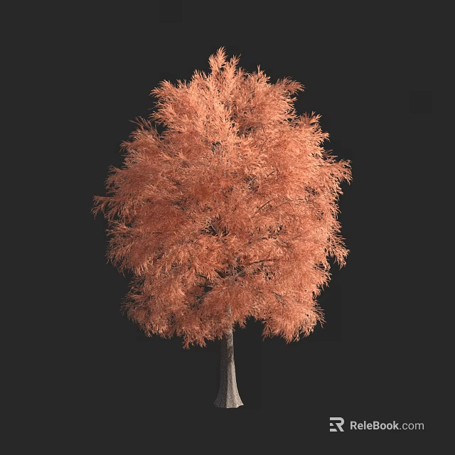 Tall Arbor With Vibrant Orange Foliage Against Black Background 3d model