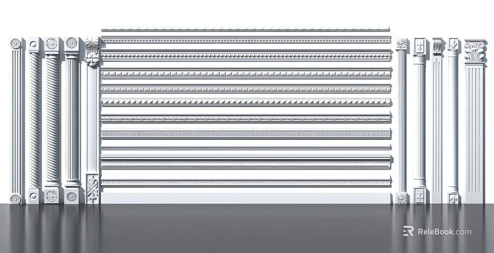 Ornate Decorative Columns With Detailed Carvings And Classical Design Elements 3d model