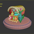 Colorful Display Stand With White Canopy And Pink Base Decorative Items