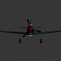 Detailed Military Airplane Model With Green Camouflage Red Nose And Red Stars On Wings