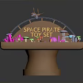 Space Pirate Toy Set With Slide Dinosaur Figures Arch And Green Play Area