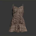 Pink Patterned Spaghetti Strap Dress With Ruched Design And Fashionable Details